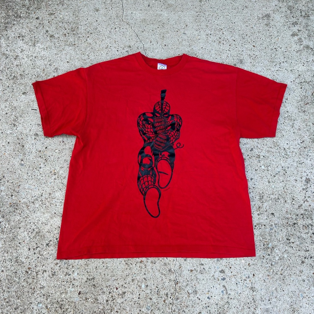 Vintage Y2K Spider Man Shirt XL Movie Promo Marvel Puff Print 2002 Red USA Made